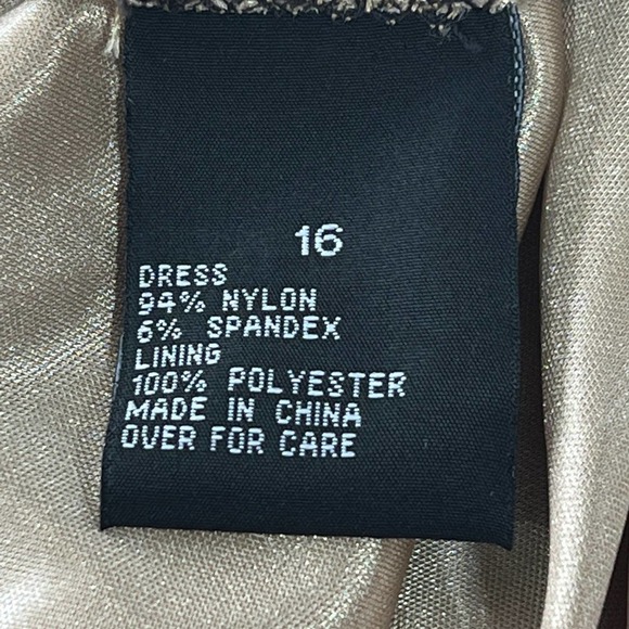 Agb SLEEVELESS POLKA DOT LACE OVERLAY ROUND NECK SHIFT DRESS BLACK/BEIGE 16 EUC - Picture 14 of 15